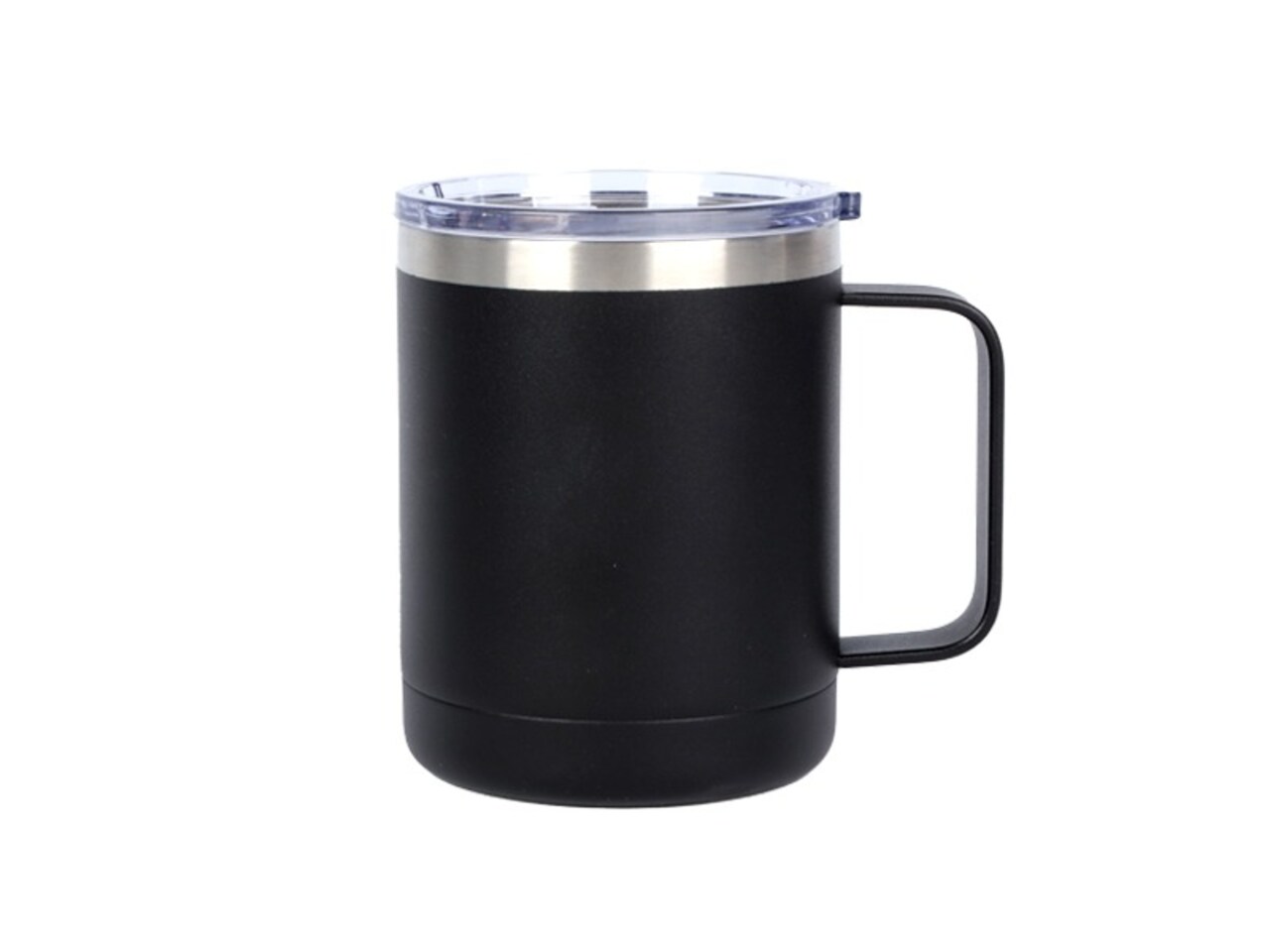 Engraving Coffee Cup, 10 oz with Lid and Handle (Black)